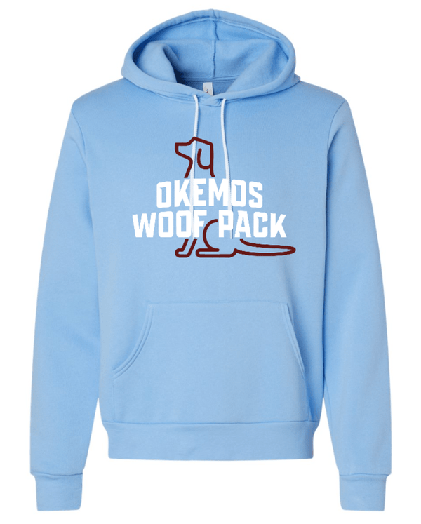 Custom Printed Apparel | Woof Pack 2025 - Woof Pack Logo Adult Fleece Hoodie Sweatshirt (Columbia Blue/Ash/Athletic Heather) - Woof Pack 2025 - 18247