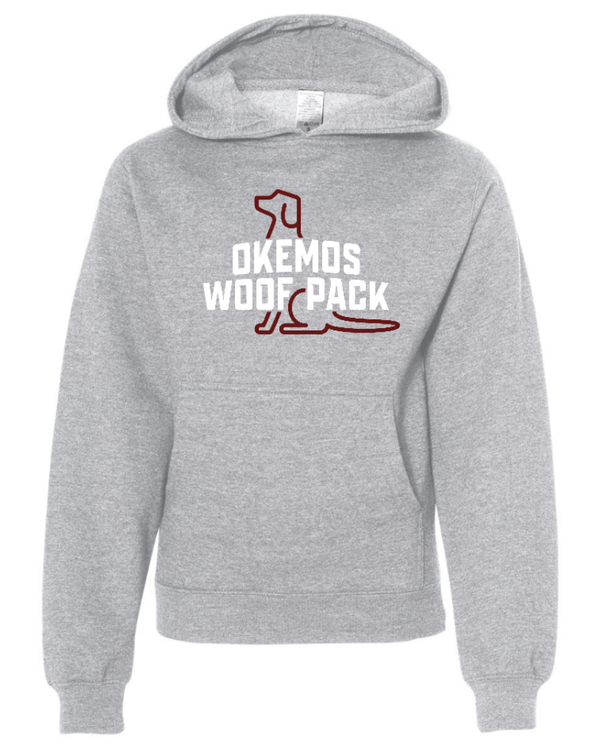 Custom Printed Apparel | Woof Pack 2025 - Woof Pack Logo Athletic Heather Youth Hooded Sweatshirt - Woof Pack 2025 - 18247