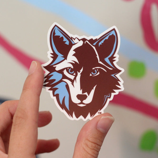 Maroon, Blue, and White Okemos Sticker