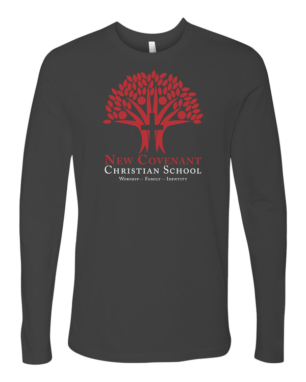 NCCS - Long Sleeve Unisex T-shirt (Adult/ Youth) (Charcoal / Red)