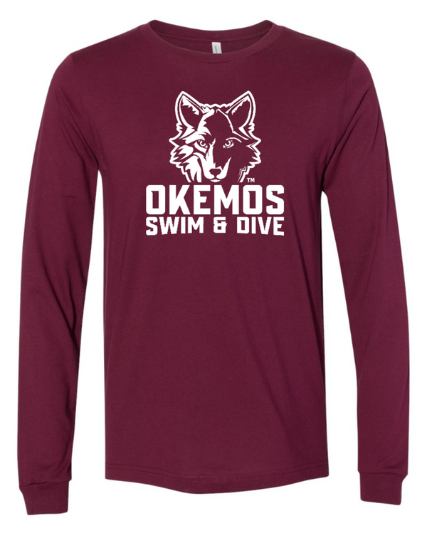 Okemos Swim & Dive - Unisex Maroon Long Sleeve T-Shirt