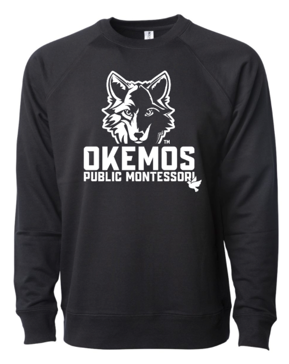 Okemos Montessori - Adult Unisex Lightweight Sweatshirt - Black