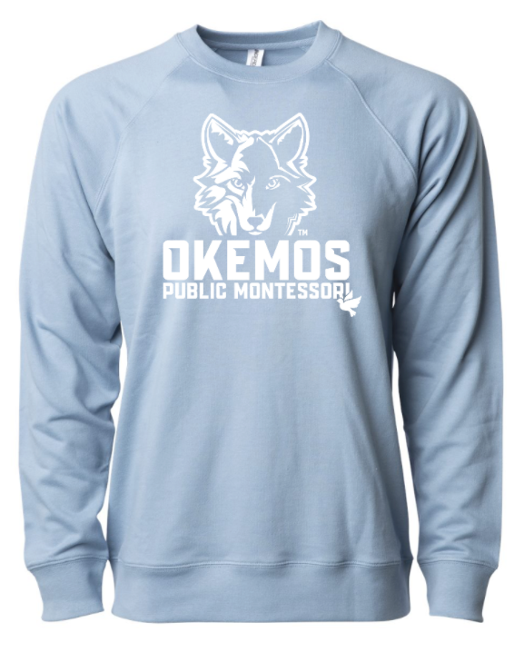 Okemos Montessori - Adult Unisex Lightweight Sweatshirt - Blue
