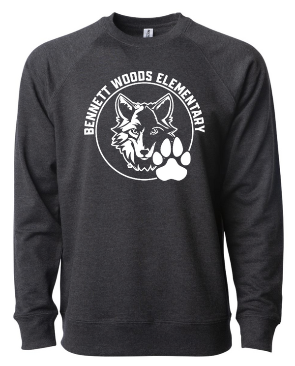 Bennett Woods Elementary - Unisex Lightweight Sweatshirt- Charcoal