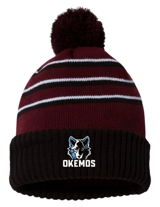 Bennett Woods Elementary - Embroidered Winter Pom Beanie