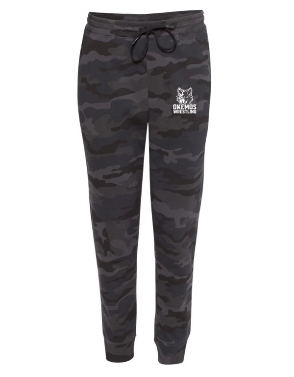 Okemos Wrestling - Black Camo Embroidered Sweatpants