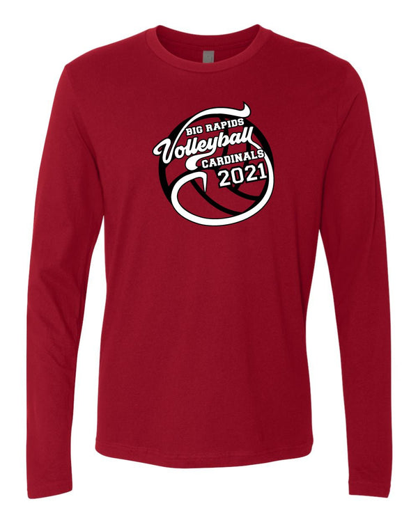 Custom Apparel - Screen Printing - Big Rapids Middle School Volleyball Long Sleeve (Red) - Big Rapids Middle School Volleyball