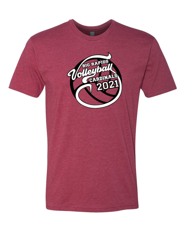 Custom Apparel - Screen Printing - Big Rapids Middle School Volleyball T-shirt (Red) - Big Rapids Middle School Volleyball