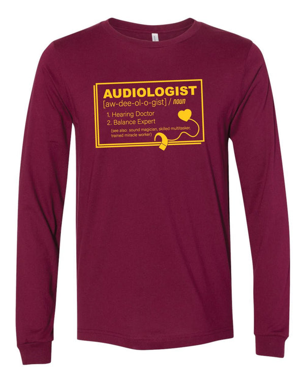 Custom Apparel - Screen Printing - CMU Audiology Definition - Unisex Long Sleeve T-Shirt - Long Sleeve - Central Michigan University - Audiology