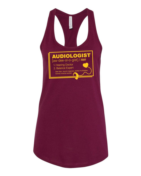 Custom Apparel - Screen Printing - CMU Audiology Definition - Women's Racerback Tank Top - Tank Top - Central Michigan University - Audiology