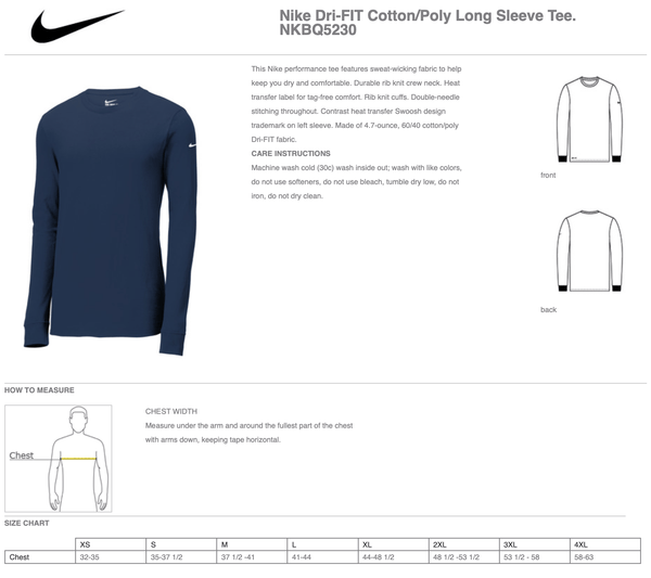 Custom Apparel - Screen Printing - Creston Run Group - Nike LS Unisex Performance T-shirt - Long Sleeve T-Shirt - Creston Run Group