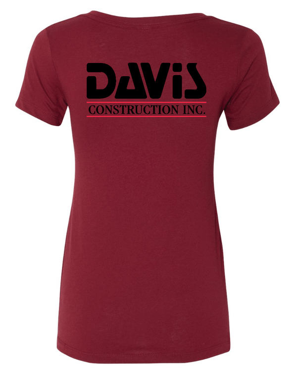 Custom Apparel - Screen Printing - Davis Construction - Women's V - neck T-shirt - Davis Construction