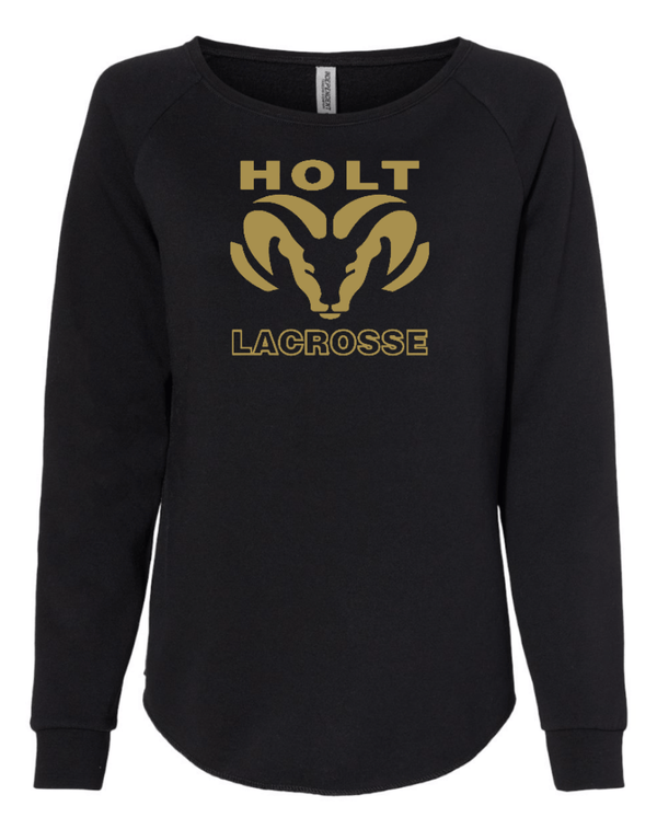 Custom Apparel - Screen Printing - Holt LAX – Women's California Wave Wash Crewneck Sweatshirt - Holt Lacrosse 2023