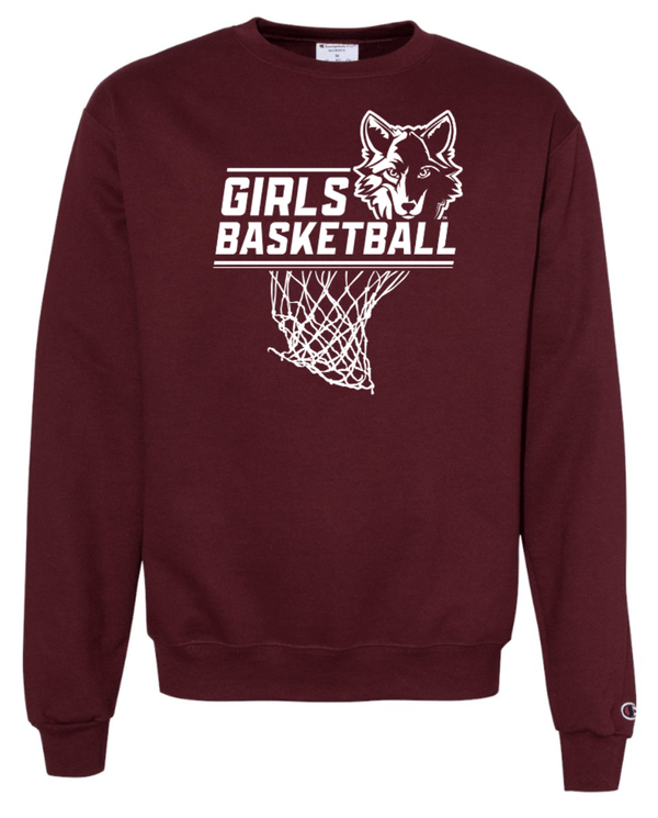 Custom Apparel - Screen Printing - OHS Girls Basketball - Champion Maroon Unisex Adult Sweatshirt - Okemos Girls Basketball