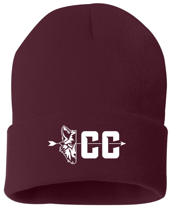 Custom Apparel - Screen Printing - Okemos Cross Country - Maroon Beanie w/White Embroidery - Okemos Cross Country