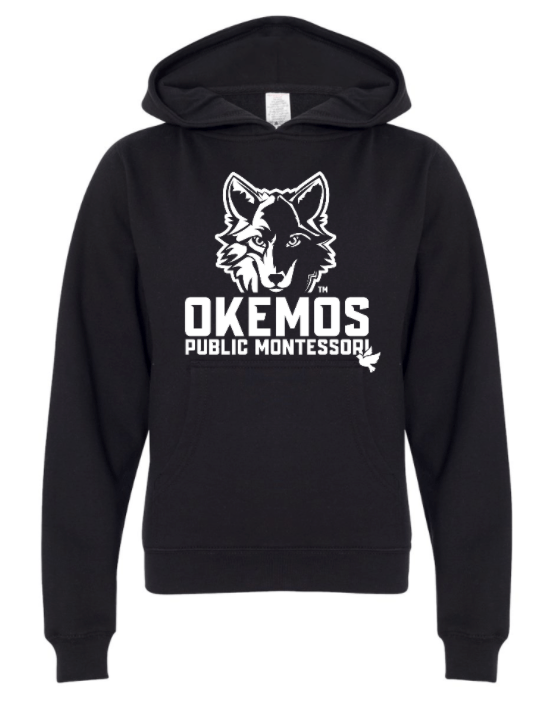 Custom Apparel - Screen Printing - Okemos Montessori - Youth Unisex Hoodie - Black - Okemos Montessori at Central
