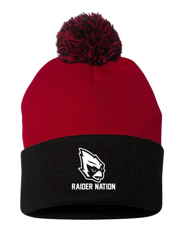 Custom Apparel - Screen Printing - Portland Junior Raiders - Embroidered Beanie w/Pom Pom - Portland Middle School