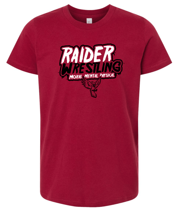 Custom Apparel - Screen Printing - Raider Wrestling MS - Cardinal Youth Unisex T-Shirt - Raider Wrestling MS