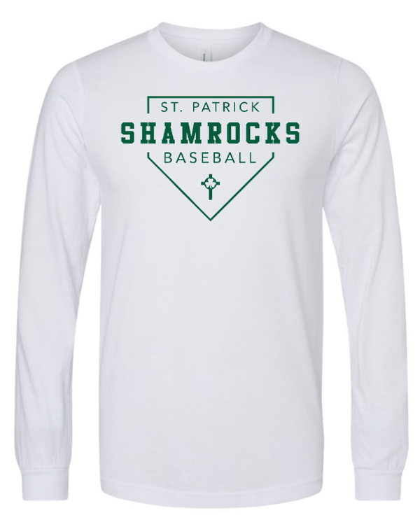 Custom Apparel - Screen Printing - St. Patrick Baseball – Unisex Heather CVC Long Sleeve Tee - St. Patrick Baseball 2023