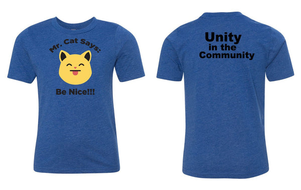 Custom Apparel - Screen Printing - Unity in the Community: Mr. Cat Says Be Nice - DeWitt Public Schools