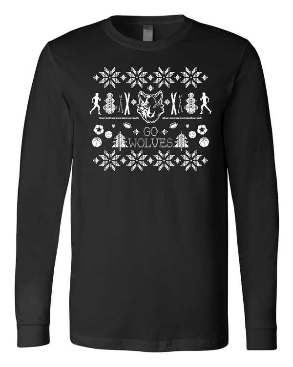 Custom Apparel - Screen Printing - Wolves Christmas PJs - top - Wolves Christmas 2022