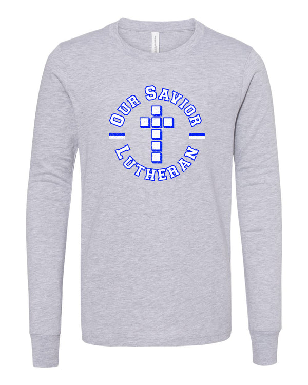 Our Savior Lutheran Long Sleeve T-shirt Circle (grey)