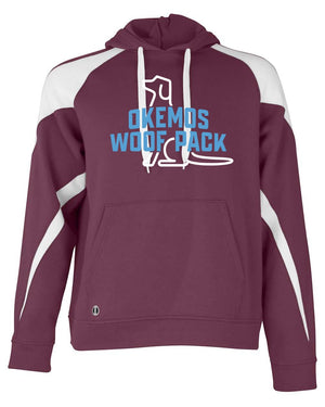 Okemos Woof Pack Hoodie Maroon/ White front view
