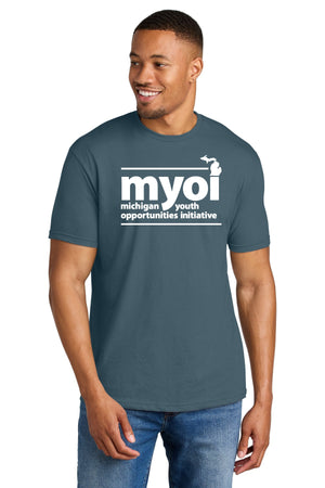 MYOI Allegan/Barry Fall Fundraiser T-Shirt Steel Blue front view