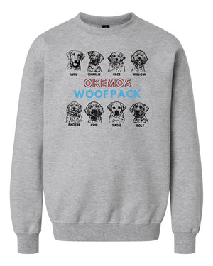 Okemos Woof Pack Crewneck Sport Grey front view