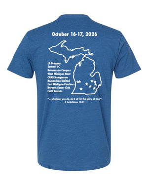 LA Dragons Fall Tournament 2026 T-Shirt Heather Cool Blue back view