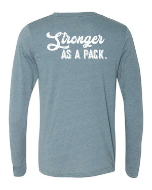 Okemos Fall Staff Shop Long Sleeve Heather Slate back view
