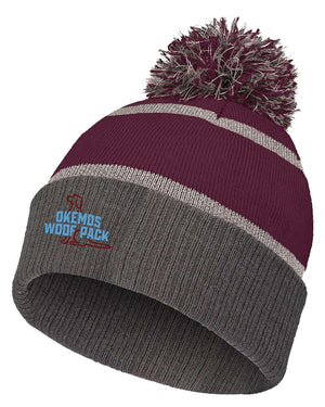 Okemos Woof Pack Headwear Maroon/ Carbon front view