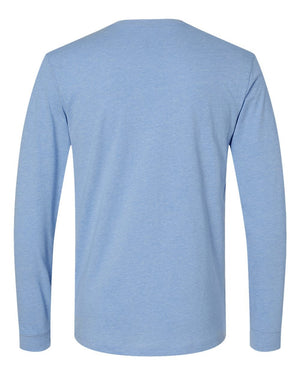 Okemos Fall Staff Shop Long Sleeve Heather Columbia Blue back view