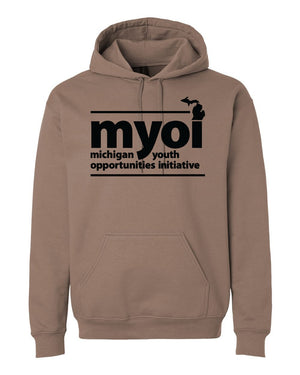 MYOI Allegan/Barry Fall Fundraiser Hoodie Brown Savana front view
