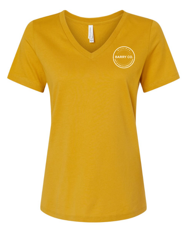 MDHHS Gear - Allegan & Barry Co. -- Women's Relaxed V-Neck Tee (Circle Logo Design) (Multiple Colors Available)