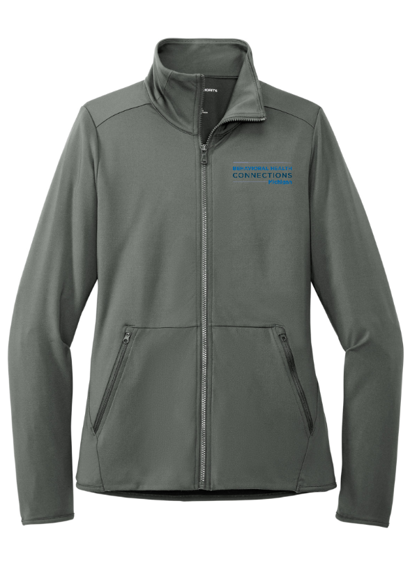 BHC Michigan Holiday Apparel - Ladies Embroidered Stretch Fleece Full Zip (Navy / Pewter / Black)