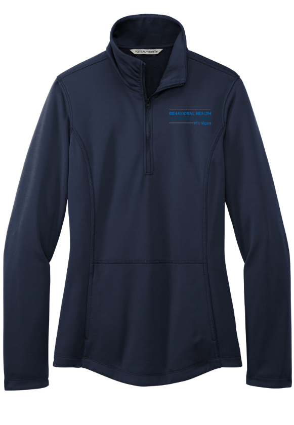 BHC Michigan Holiday Apparel - Women's Embroidered Smooth Fleece 1/4 Zip  (Graphite / Black / Navy)