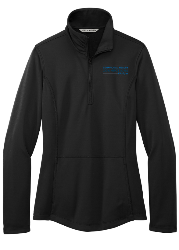 BHC Michigan Holiday Apparel - Women's Embroidered Smooth Fleece 1/4 Zip  (Graphite / Black / Navy)