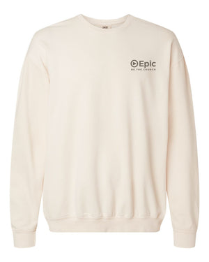 Epic Church 20th Anniversary Crewneck Ivory front view