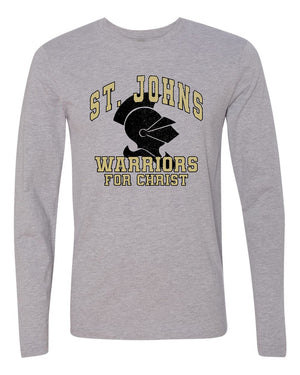 St. Johns Warriors for Christ Long Sleeve Heather Grey front view