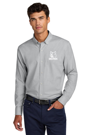 Okemos Fall Staff Shop Long Sleeve Gusty Grey front view