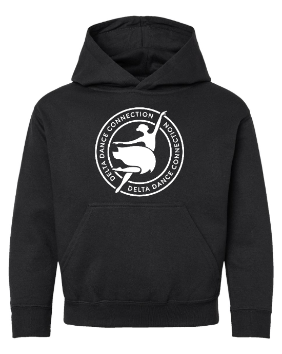 Delta Dance Connection - Youth Circle Logo Hoodie  (Black / Raspberry / Saltwater / Black Leopard)