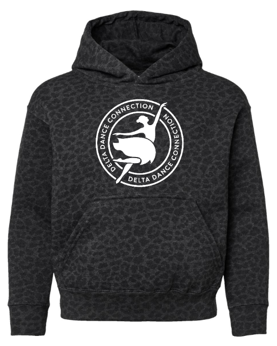 Delta Dance Connection - Youth Circle Logo Hoodie  (Black / Raspberry / Saltwater / Black Leopard)