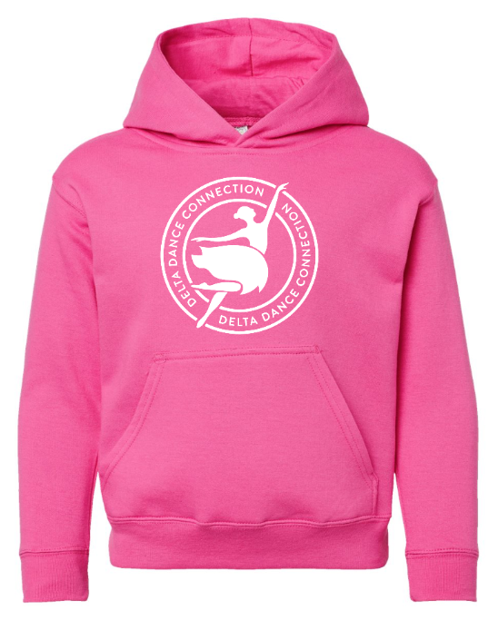 Delta Dance Connection - Youth Circle Logo Hoodie  (Black / Raspberry / Saltwater / Black Leopard)