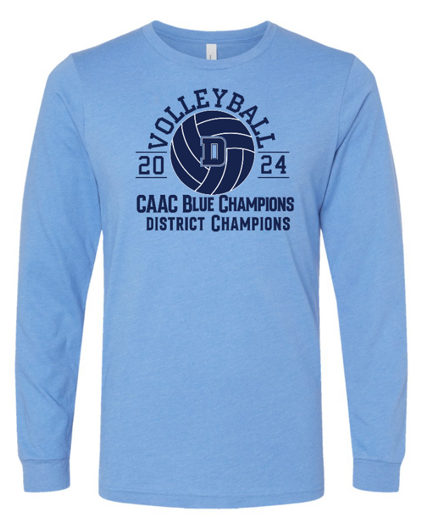 DeWitt Volleyball Champs - Unisex Long Sleeve T-Shirt (Heather French Vanilla / Heather Carolina Blue)