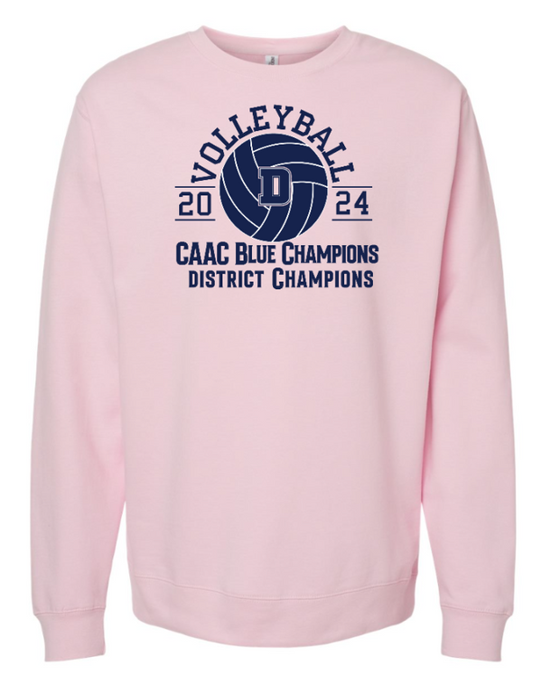 DeWitt Volleyball Champs - Midweight Crewneck Sweatshirt (Grey / Pink)