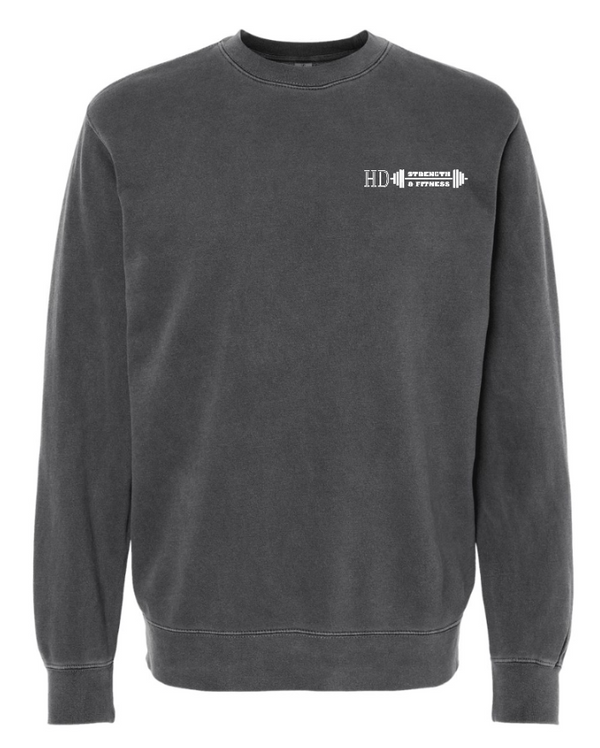 Doghouse Gym + HD Strength & Fitness - Midweight Pigment Dyed Crewneck Sweatshirt (HD Design)