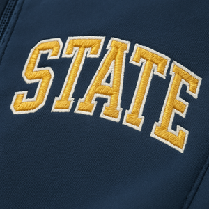 Close up picture showing an embroidery example on a jacket