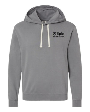 Epic Church 20th Anniversary Hoodie Grey front view
