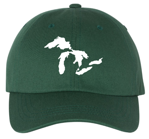 Front view of green Great Lakes Dad Hat